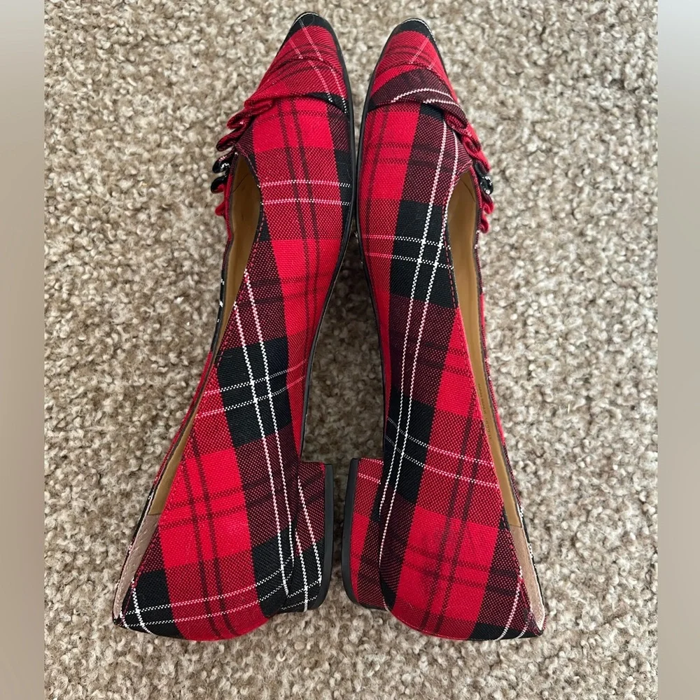 Talbots red and black plaid flats, Size 7M - Picture 7 of 7